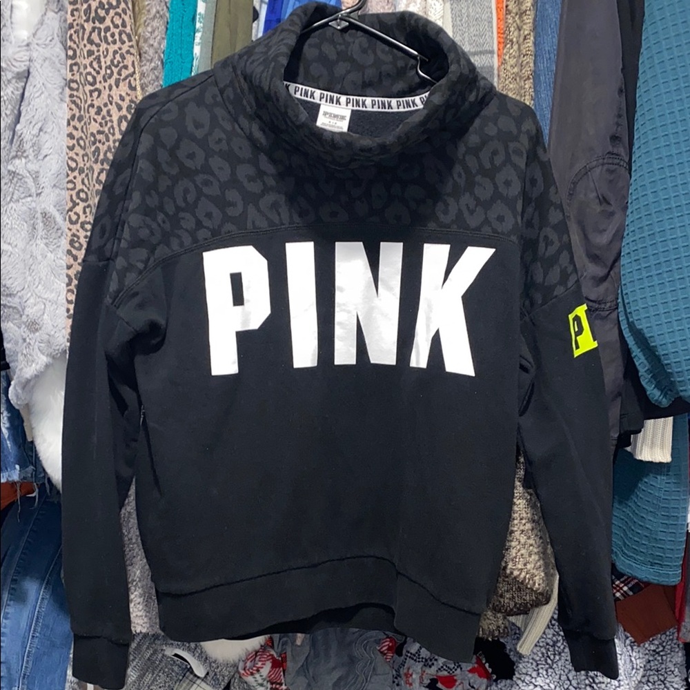 PINK Black Leopard Print Sweatshirt